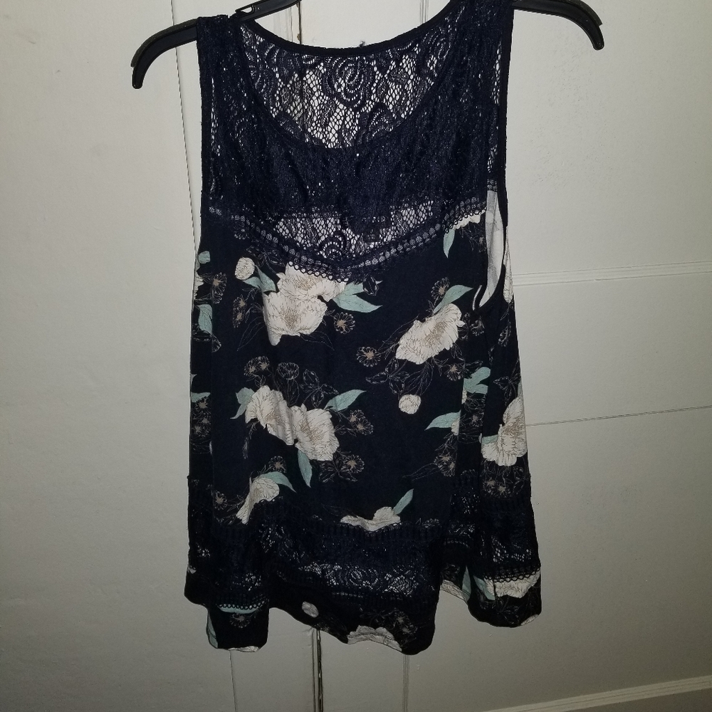 Torrid Navy blue flowy floral lace top Size 12